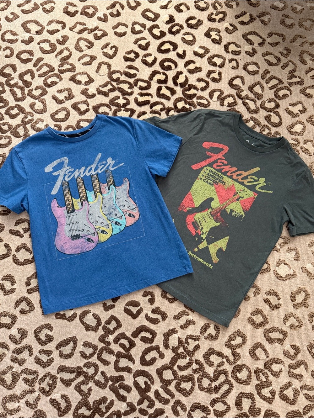 Fender Kids Short-Sleeve Tee Set — Blue and Dark Gray Graphic Tees Size Medium